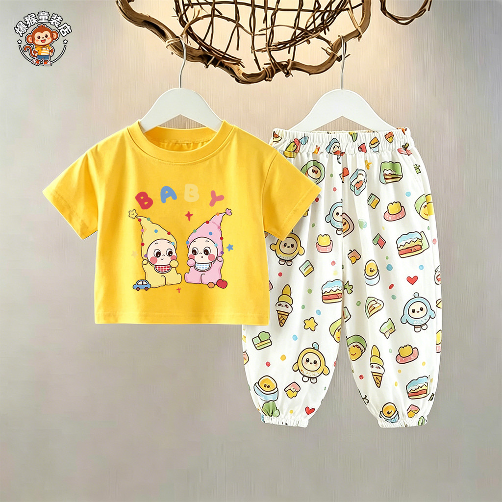 2026 crianças puro algodão de manga curta dos desenhos animados Starman puro algodão camiseta terno meninos meninas bebê