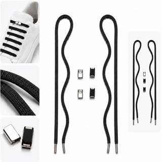 Cadarço Elástico com Fecho Magnético Preto Par de Cadarço Elástico com Fecho Magnético para Tênis – 150cm