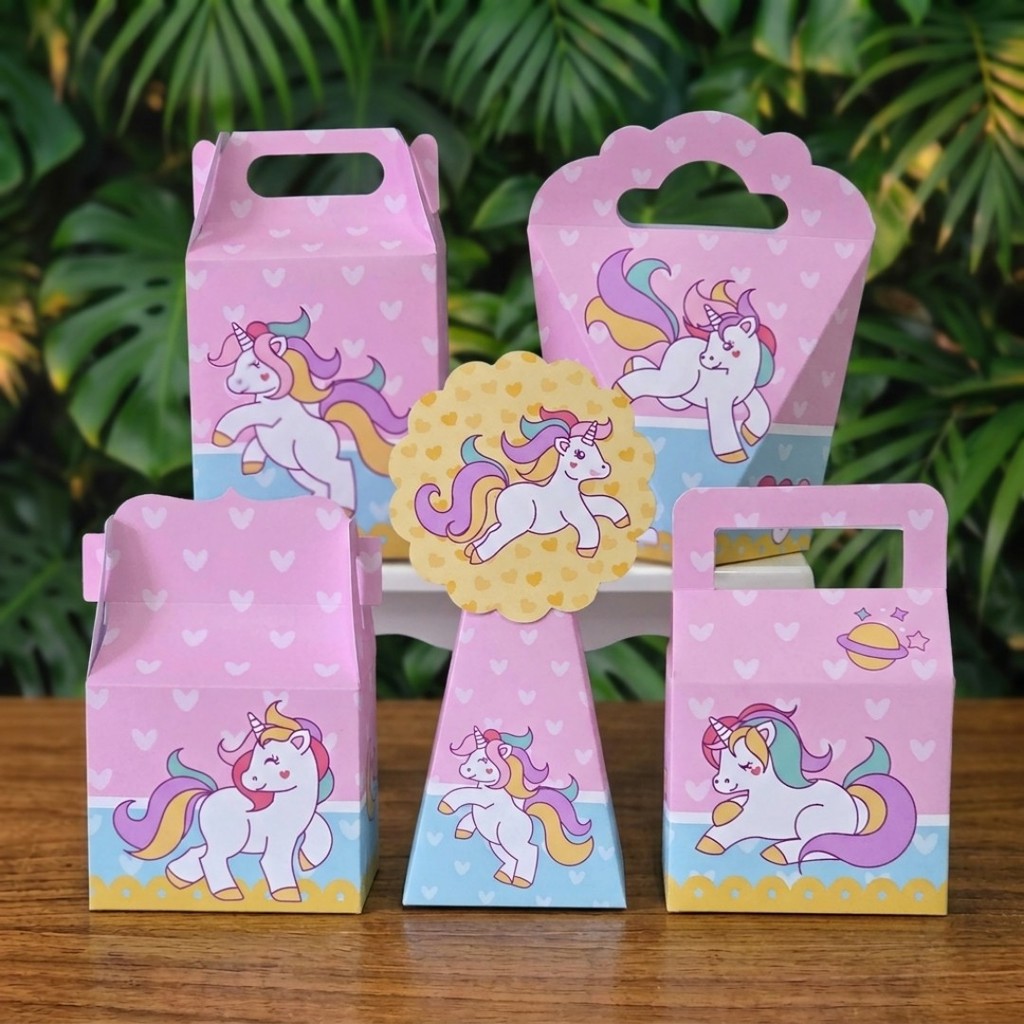 Kit Festa Caixinhas UNICÓRNIO 2 lembrancinhas personalizadas para aniversario infantil decoração mimos