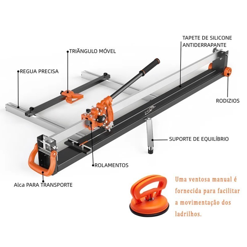 YESOP Cortador/Riscadeira De Piso Profissional Manual 1,25m Com Guia Laser E Limitador · foto 2