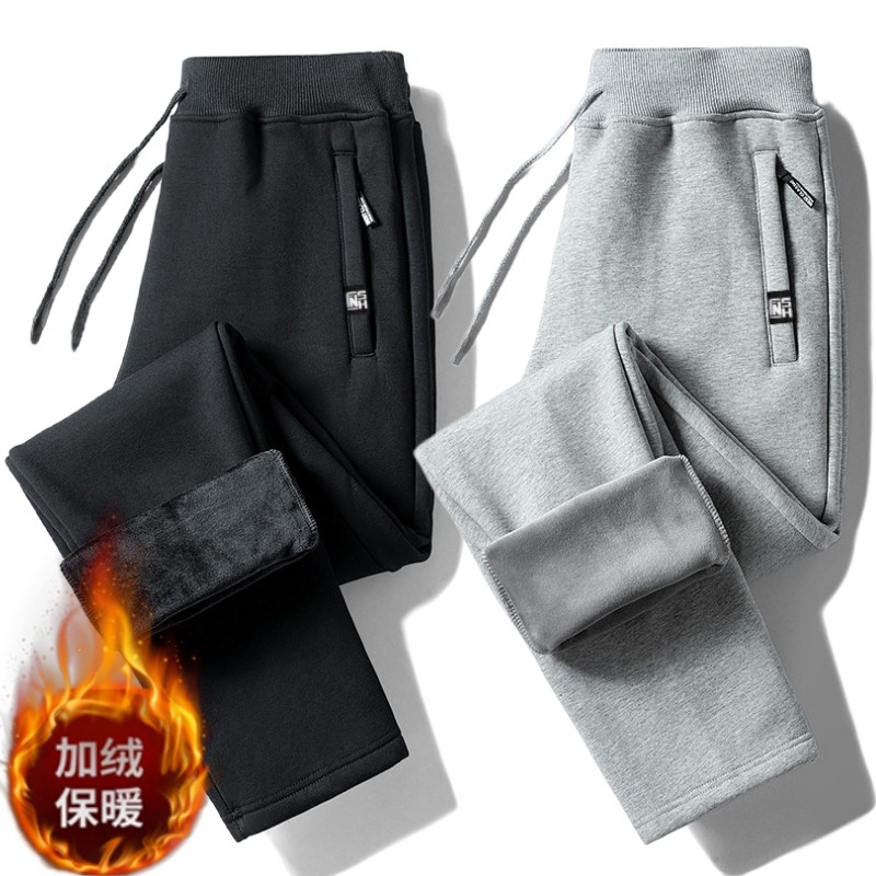 Velo-velo quente outono inverno calças esportivas masculinas velo-velo calças casuais soltas tamanho grande pés pequenos