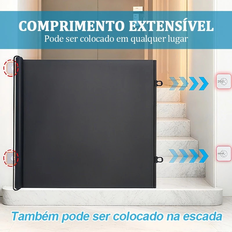 Tela de Proteção Retrátil Anti‑Pulo para Cachorro e Gato, Altura Ajustável 110cm / 130cm/150cm / 180cm