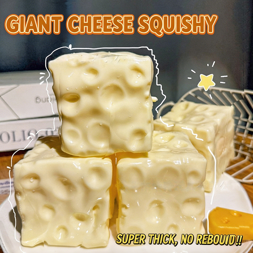 Brinquedo Squishy Gigante de Queijo 5YDS, Brinquedo de Verão para Alívio de Estresse com Recuperação Lenta, Macio e Mold