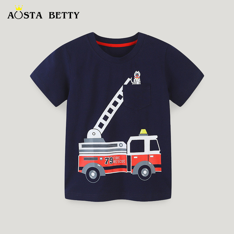 Camiseta de manga curta para meninos, em algodão tricotado, ideal para o verão, uma peça versátil para crianças pequenas