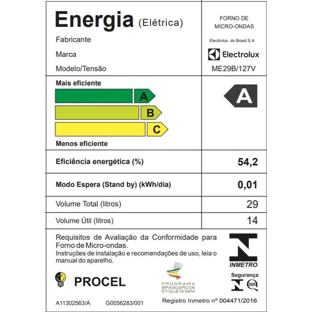 Micro-ondas Electrolux Efficient 29L Branco Função Descongelar e Receitas Pré-Programadas (ME29B) — imagem 2 de 2