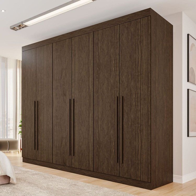 Guarda Roupa Casal 6 Portas 4 Gavetas Uberaba 100% MDF Marrom/New Canion New Canion