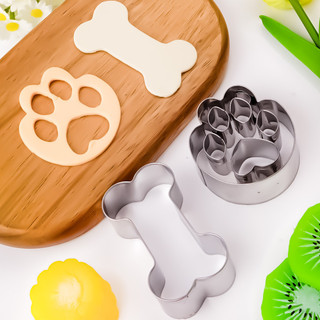 Molde 3D para biscoitos em formato de osso e pata de cachorro, ferramenta de confeitaria para bolos de fondant e panific