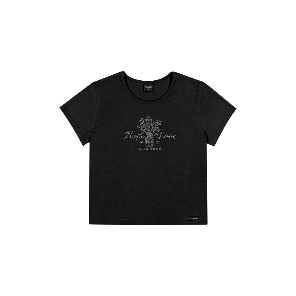 Blusa Juvenil Menina Floral Manga Curta Beats Preto