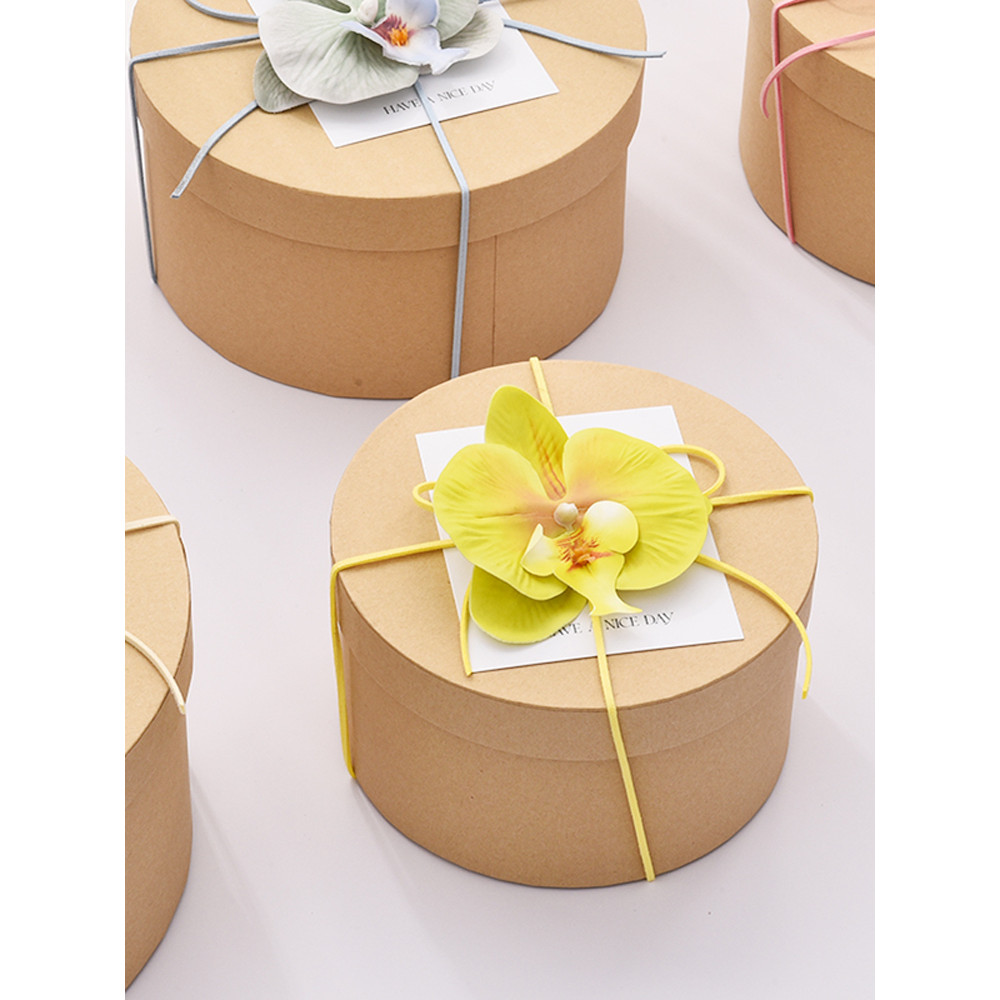 High-End papel Kraft redondo caixa de presente de cozimento pequeno livro vermelho diy dama de honra caixa de presente d