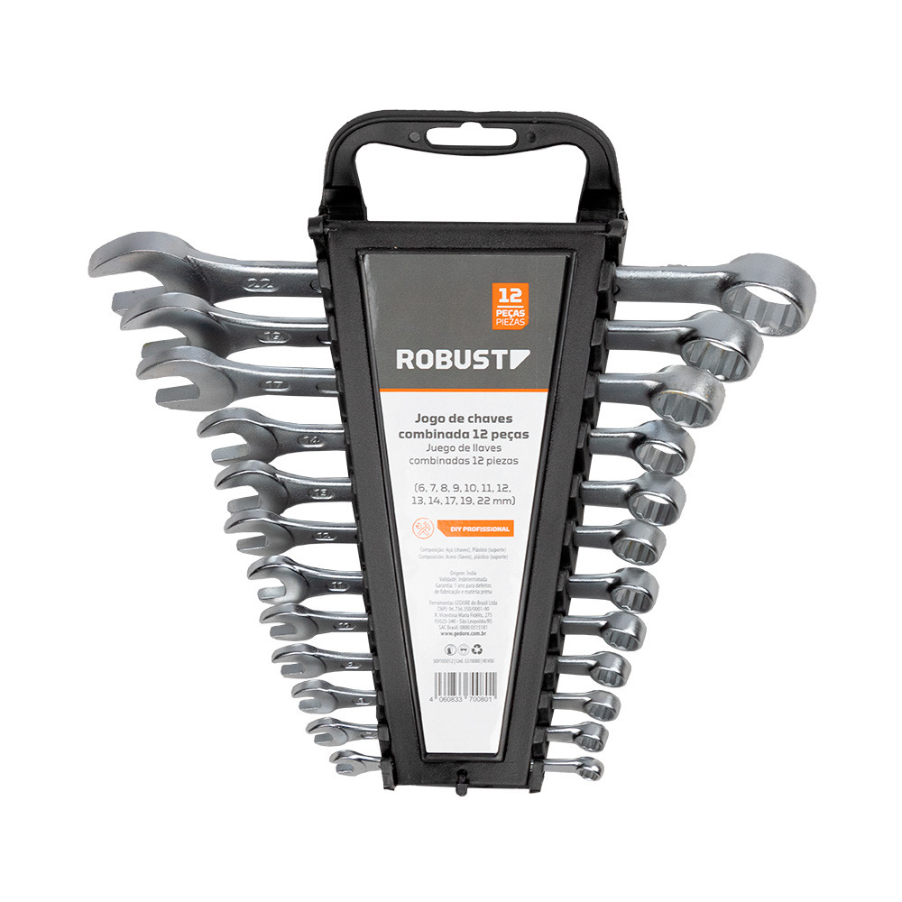Jogo de Chave Combinada 6 a 22mm com 12 Peças Robust 3370080