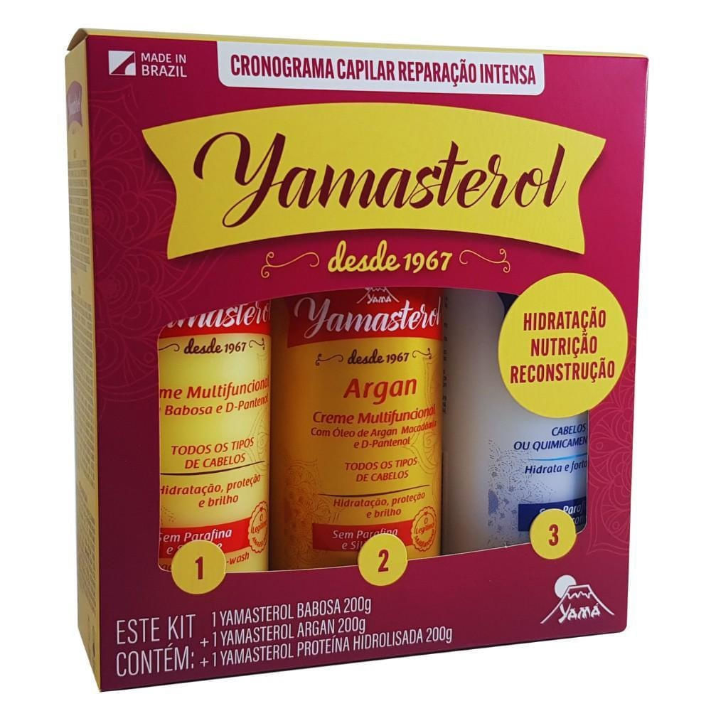 Kit Cronograma Capilar YAMASTEROL Reparação Intensa 3 Unidades 200ml Cada