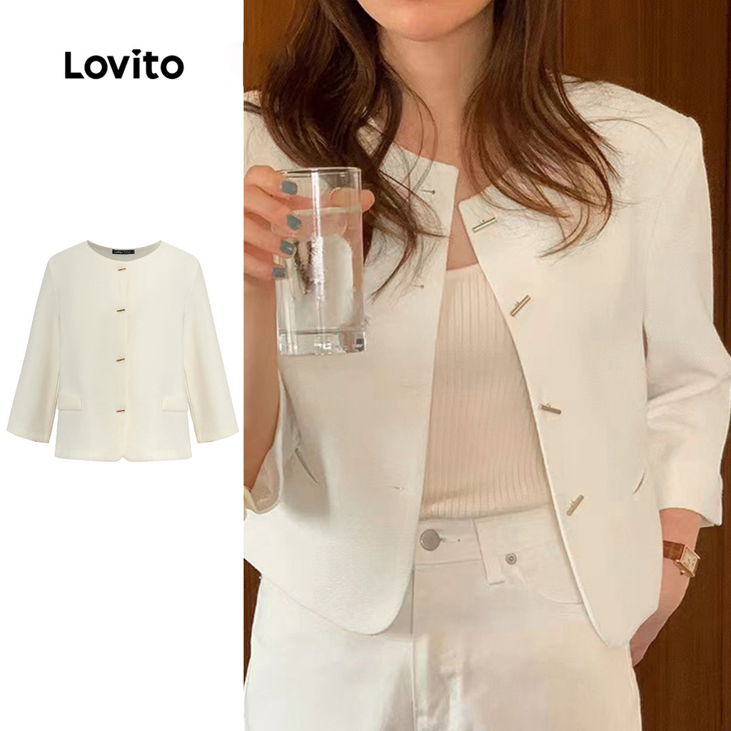 (Lovito x Ana) Elegante Blazer Simples com Botões para Mulheres 102AD502