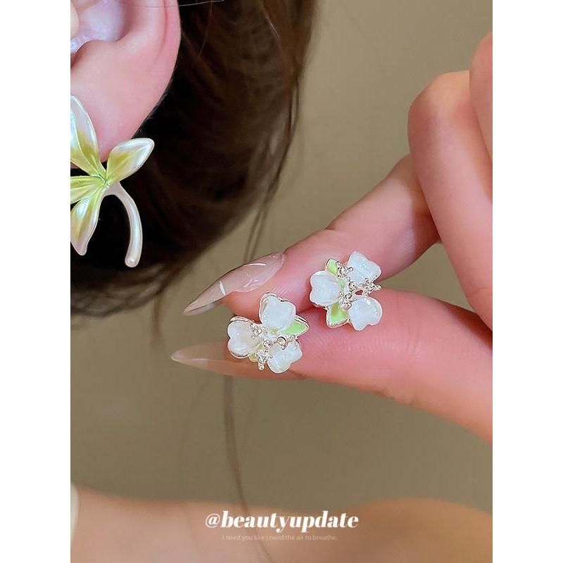 Vazio vale orquídea ~ prata agulha diamante flor brincos Design nicho brincos verão estilo fresco brincos All-Match