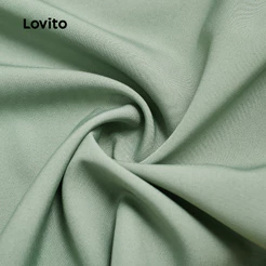 Lovito Elegante Vestido Feminino Liso com Amarração Bordado L128ED187