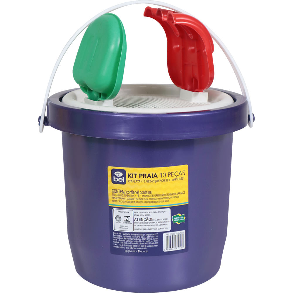 Kit Baldinho de Praia com 10 Peças Cores Sortidas Bel