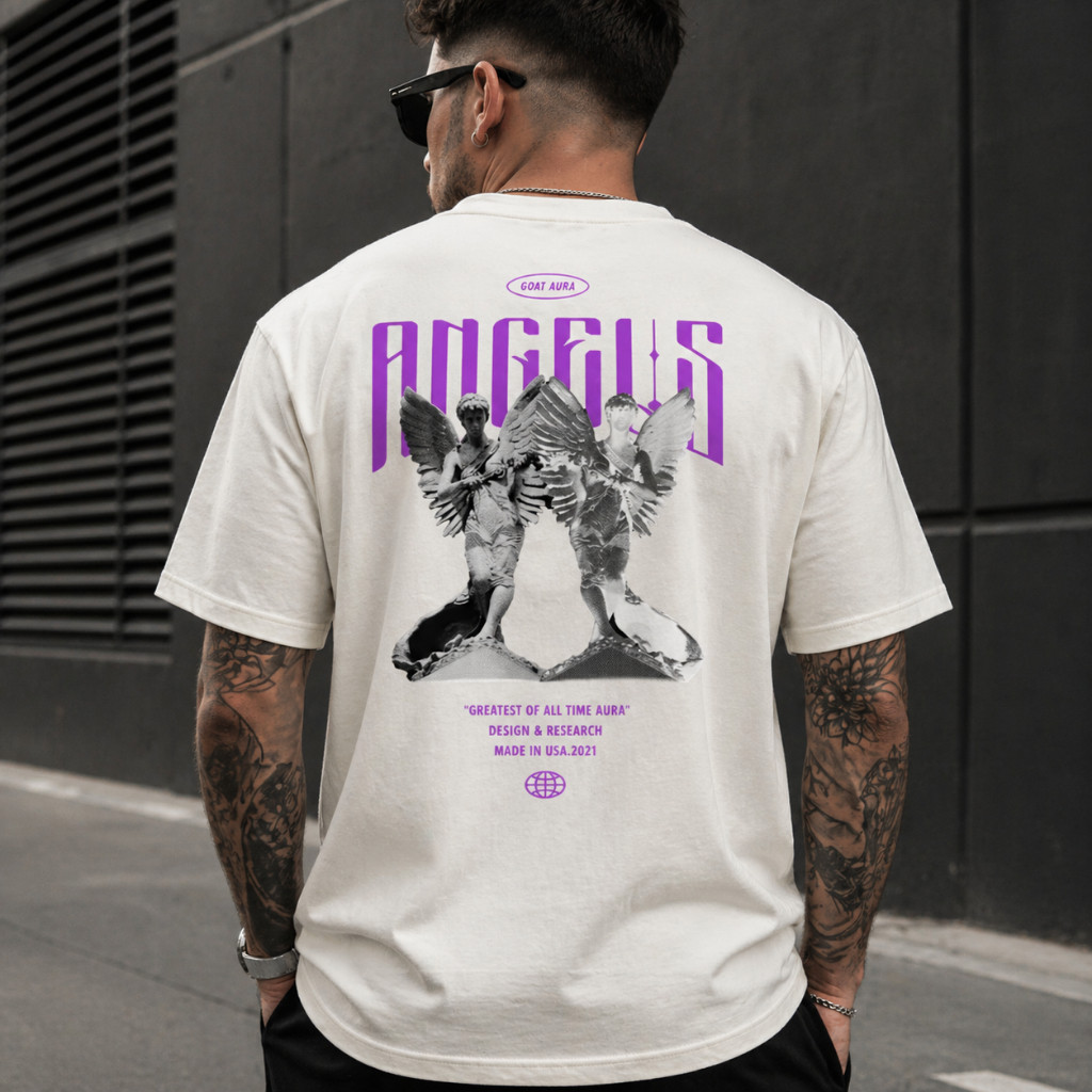 Camiseta Masculina Estampada Angeus Streetwear 100% Algodão Premium Malha 30.1 Costura Reforçada