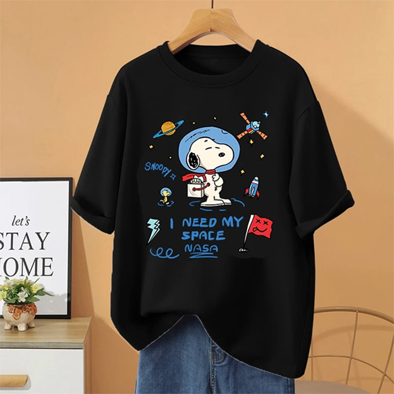 Camiseta Unissex Premium De Algodão Estampa Snoopy Estilo Casual Cores Diversas Para Uso Diário Passeio Confortável