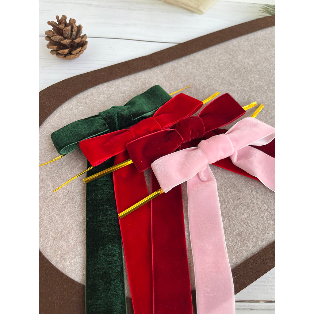 Laço de fita de veludo decoração de árvore de natal decoração de férias gravata dourada de veludo