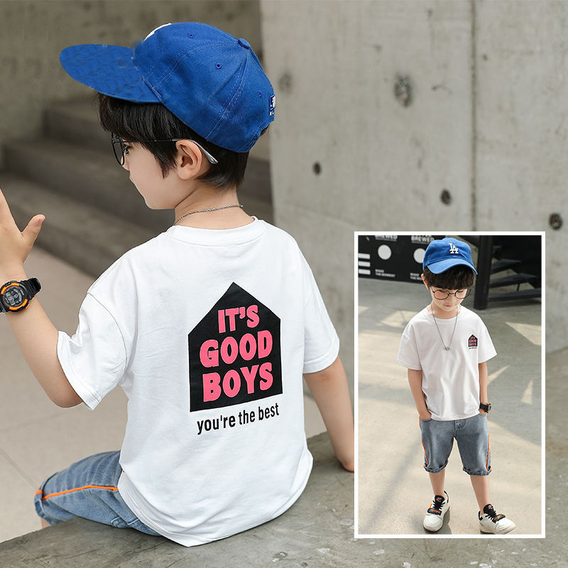 2026 verão novo estilo versão coreana roupas infantis meninos crianças algodão macio de manga curta camiseta médio grand