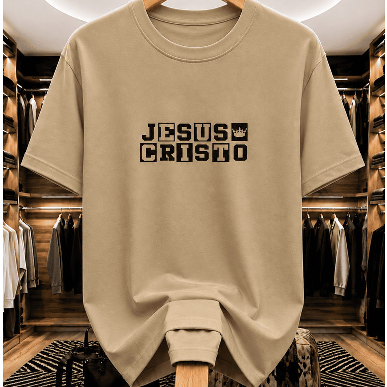 Camiseta Streetwear Jesus Cristo 100% Algodão Premium Cristã Religiosa Masculina Feminina Oversized