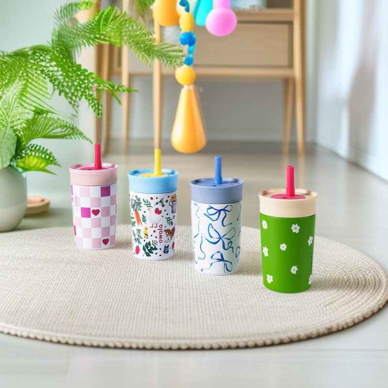 Novo produto pronto estoque novo copo owala 12oz304 copo térmico de aço inoxidável pequena capacidade crianças Silicone 
