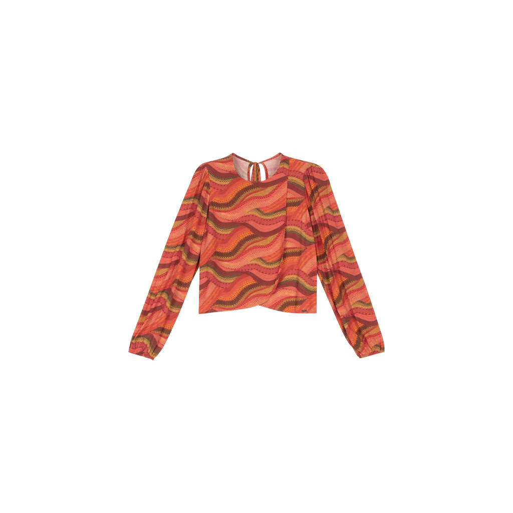 Blusa Feminina Manga Longa Transpassada Abstrata Marialícia Rosa · foto 2