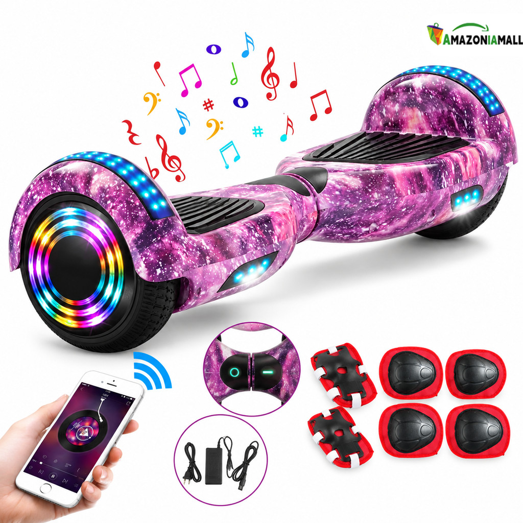 Hoverboard Infantil 6.5" Skate Elétrico com LED Inteligente Bluetooth e Bateria Forte