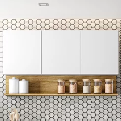 Armário para Cozinha 3 Portas 120cm Line Branco/Supremo/Freijó Supremo/Freijó