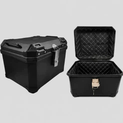Baú Bauleto 45L Moto Com Forro e Base Instalação Traseiro ABS Com Trava Anti Furto Helt Atlas