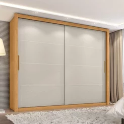 Guarda Roupa Casal Essencial 2 Portas de Correr 6 Gavetas Bege/Cinamomo/Areia Cinamomo/Areia