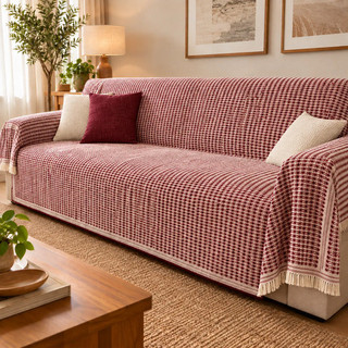 Manta Para Sofa Gigante Retrátil Canto e Fixo 100% Algodao - Algodão Bordô