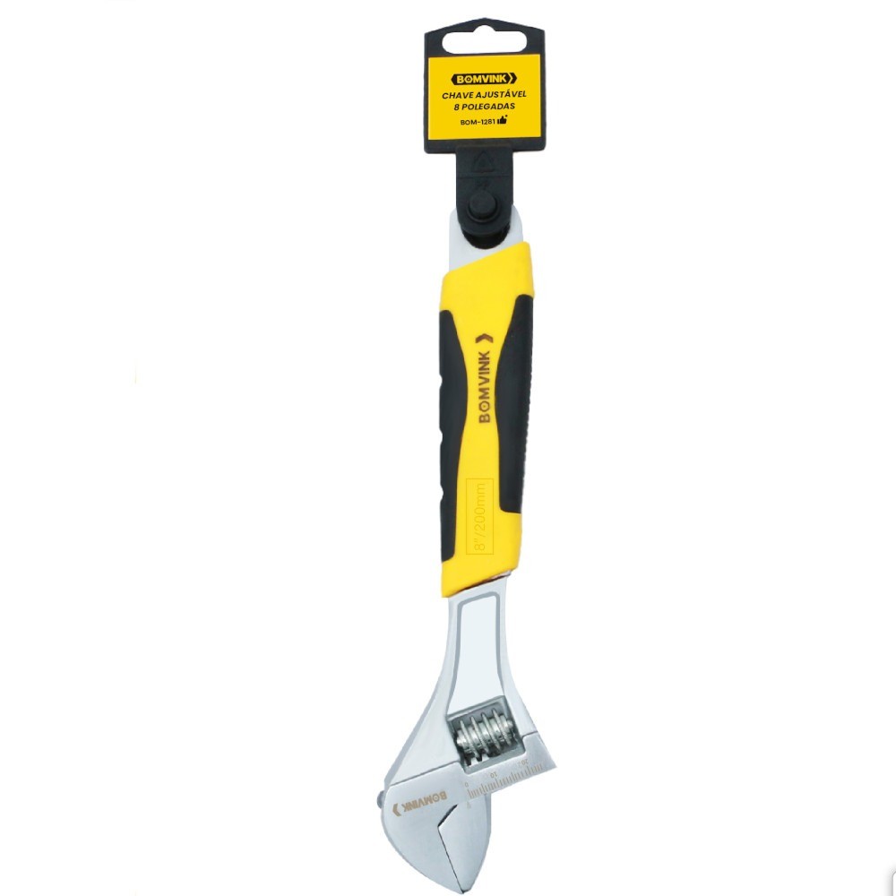 Chave ajustável 8" cabo emborrachado abertura de 20 mm - BOM-1281 Bomvink
