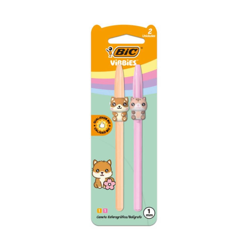 Caneta esferográfica 1.0 Vibbies Cachorro e Gato com 2 unidades Bic
