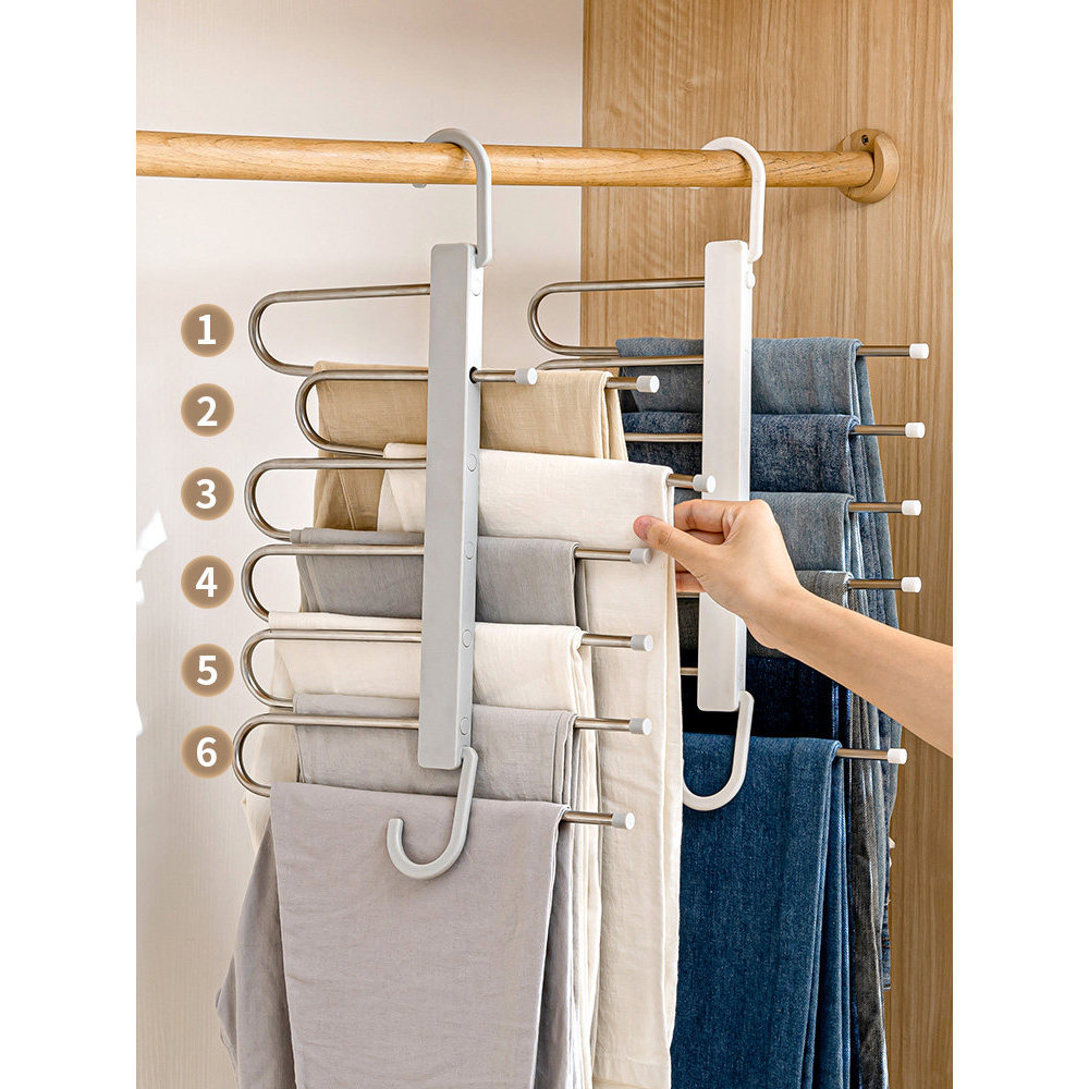 Rack de calças dobrável retrátil multifuncional Multi-camada pendurado calças cabide especial calças domésticas clipe de
