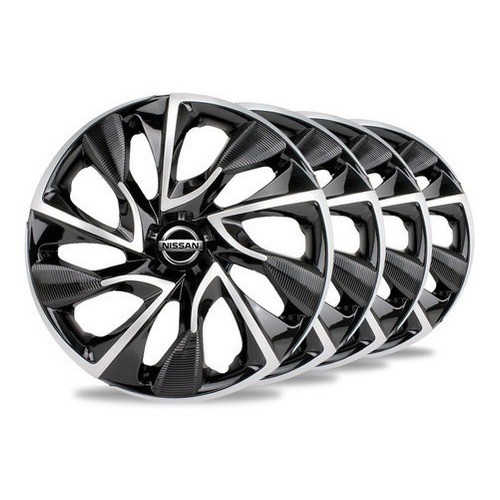 Kit 4 Calota Esportiva Ds4 Aro 13/14/15 Preta Prata Nissan March Versa Sentra Kicks Tiida