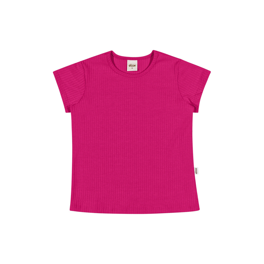 Blusa Canelada Infantil Menina Básica Elian Pink