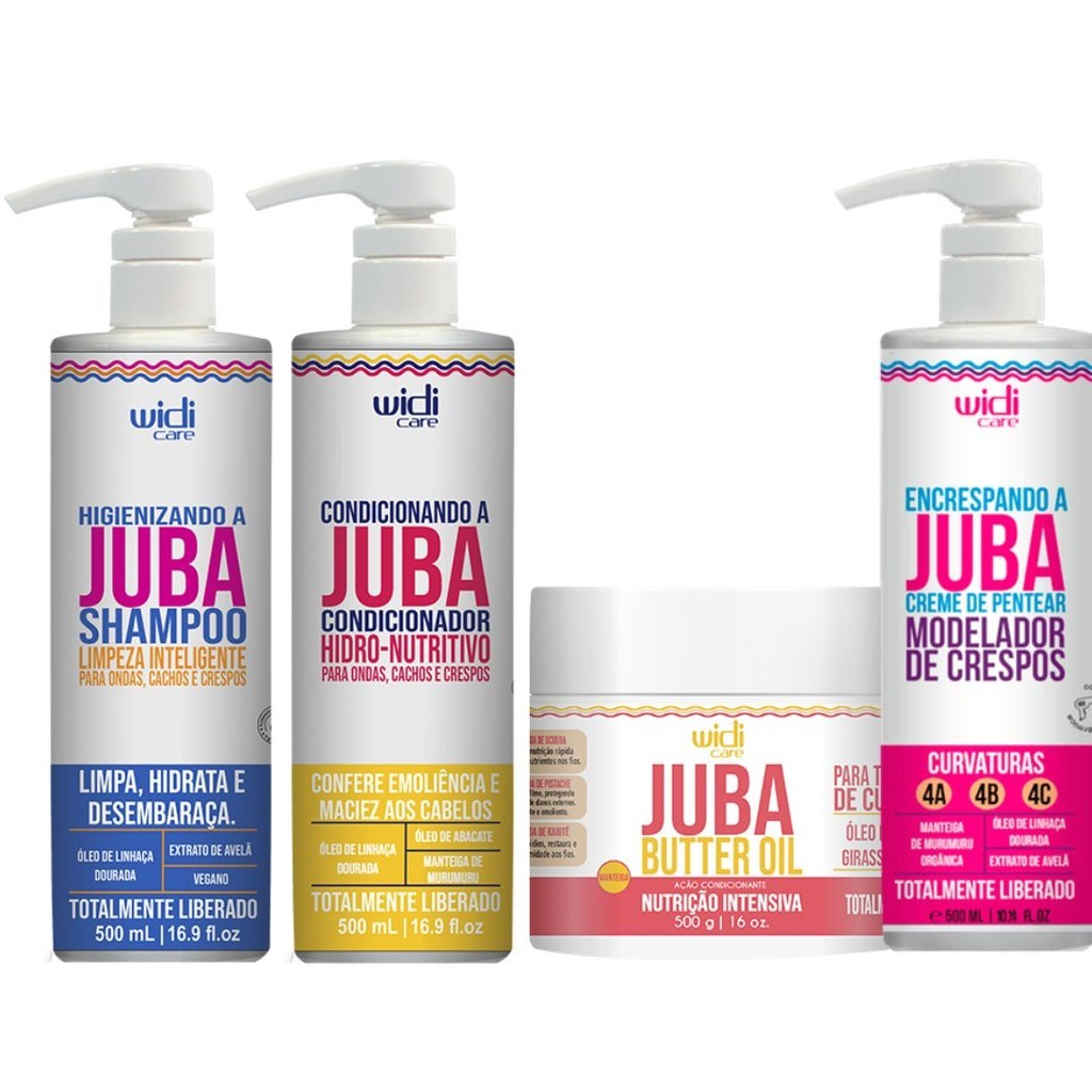 Kit Widi Care Juba Shampoo 500ml + Condicionador 500ml + Butter Oil 500g + Encrespando 500g