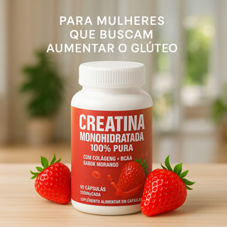 Creatina Feminina com Colágeno e BCAA - Sabor Morango - Ganho de Glúteos, Massa Muscular e Definição em Oferta na Shopee