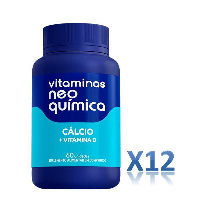 Kit 12 Suplemento Cálcio + Vitamina D 60 Cápsulas - Neo Química