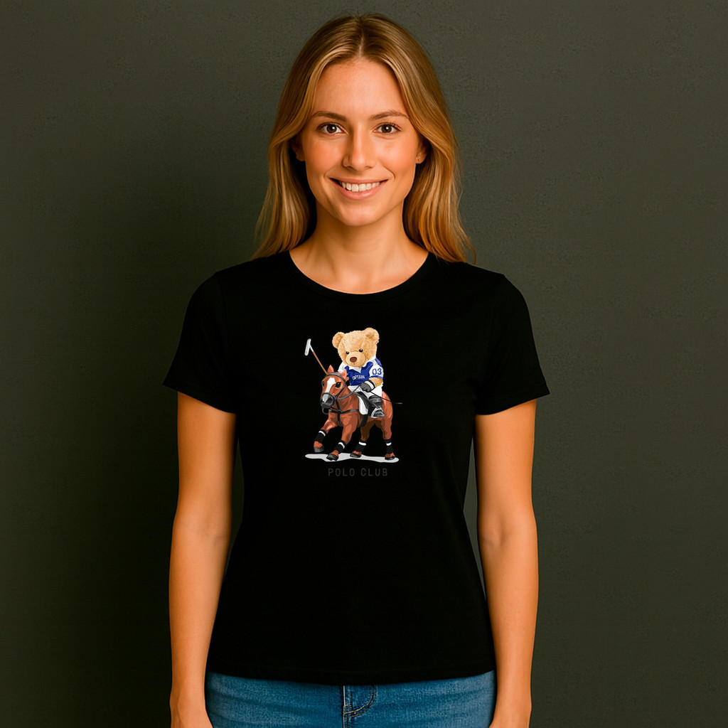 Camiseta Algodão Feminina C1 Urso Fofo Lacrosse