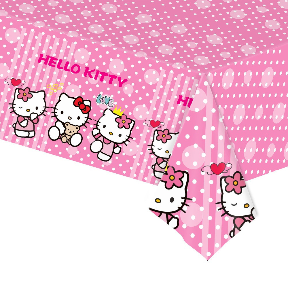 1-3 Peças Hello Kitty Festa De Aniversário Toalha De Mesa Decoração Suprimentos Pano De Gato Meninas Presentes De Chá De em Oferta na Shopee