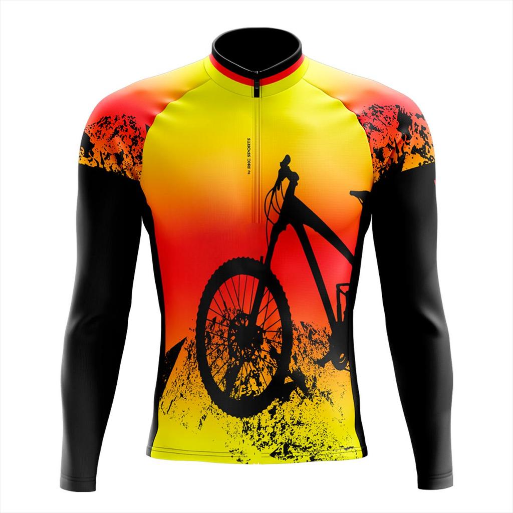 Camisa Ciclismo Masculina Manga Longa Rkc Sports Pneu Laranja uv+50 em Oferta na Shopee