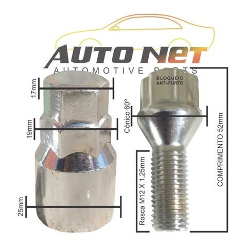 Jogo Parafuso De Roda  Anti-furto,fiat Doblo,palio,punto...