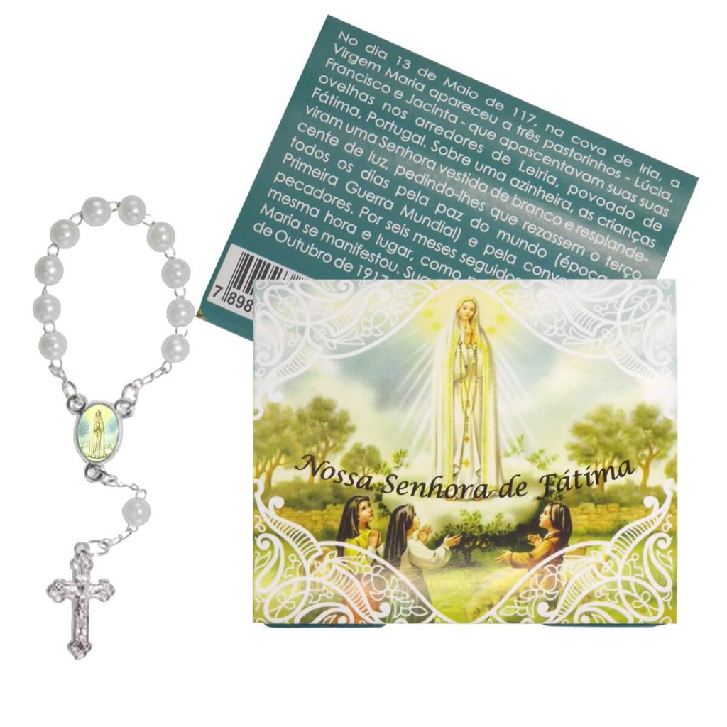 Kit Cartões com Mini Terço de Nossa Senhora de Fátima em Oferta na Shopee