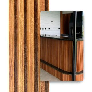 Kit 6 Placas Painel Ripado Carvalho Decorativo 45x16,9 WPC Revestimento Parede Sala Quarto em Oferta na Shopee