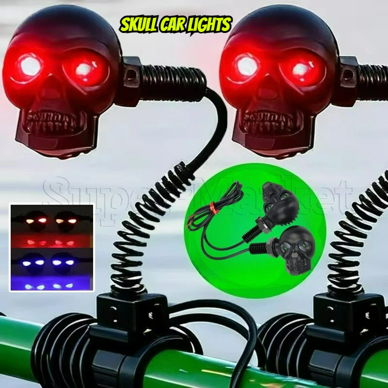 Mini Luzes De Motocicleta Com Cabeça De Caveira-Luz Traseira LED Para Scooters-Refletor Carroceria De Carro-Lâmpada De S