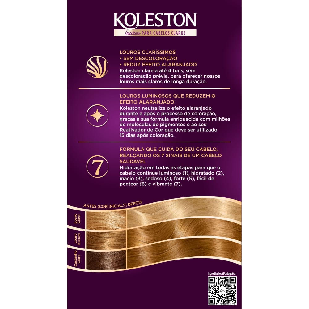Detalhes do Tinta de Cabelo Koleston Louro Claro Acinzentado 121