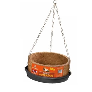 Vaso Fibra de coco NUTRICOCO COMPLETO com prato e corrente 03 em Oferta na Shopee