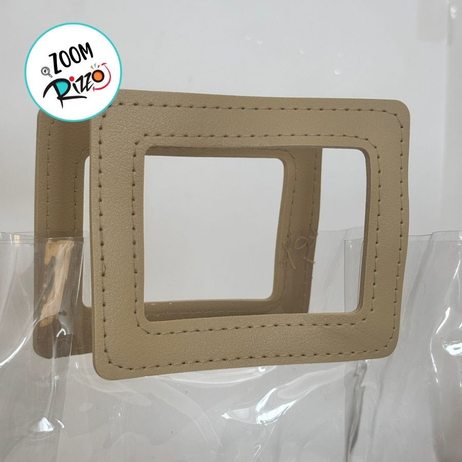 Sacola Transparente PVC com Alça Retangular Couro Bege - 16,4x14,2x7,3cm - 10 unidades - Cromus - Rizzo · foto 2