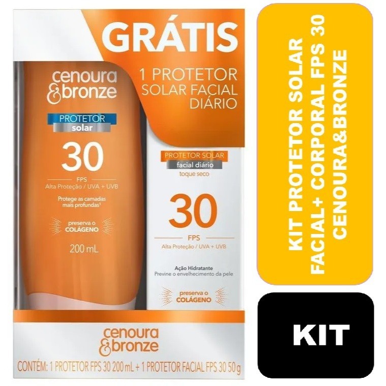 Kit Cenoura & Bronze Protetor Solar Corpo FPS 30 200ml + Facial FPS 30 50g